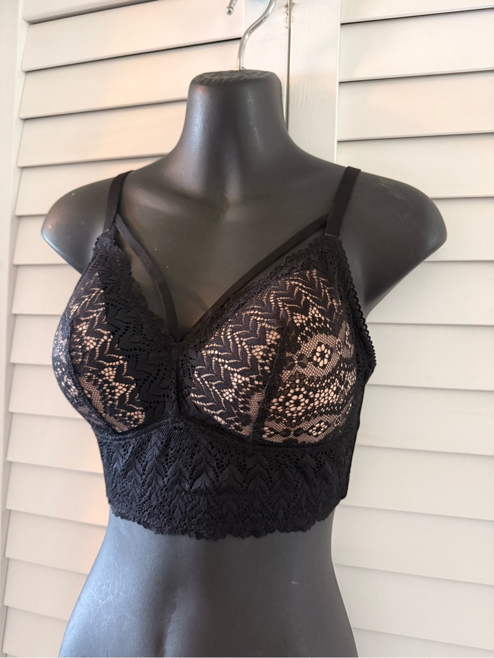 Parfait Mia Black Wire Free Lace Strapy Long Bralette Bra Size 34D - Picture 7 of 13